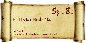 Szlivka Beáta névjegykártya