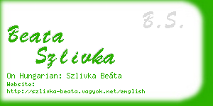 beata szlivka business card